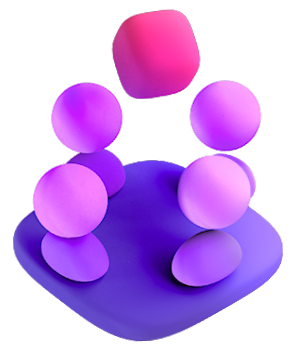 a group of 3d iconographic users looking like light bulbs with podium symbol in the middle