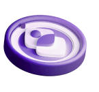 a 3d of a purple podium coin 